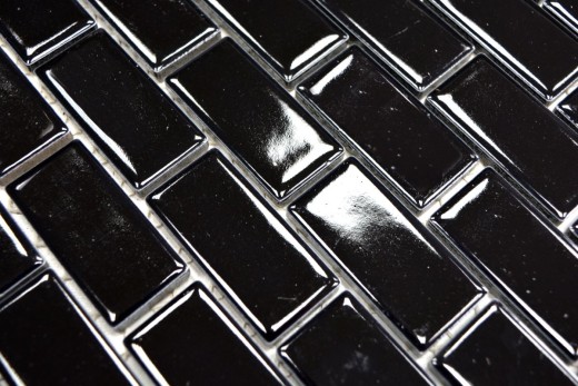 Composite mosaic brick slips ceramic brick black glossy kitchen splashback MOS24-4BG