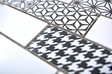 Hand sample mosaic tile gray white black subway tile backsplash kitchen glossy MOS26M-0103_m