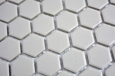 Hexagonal hexagon mosaic tile ceramic mini light gray unglazed non-slip mosaic floor shower tray - MOS11A-0202-R10