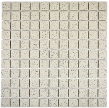 Hand-patterned mosaic tile ceramic cream white speckled unglazed shower tray floor tile MOS18-0103-R10_m