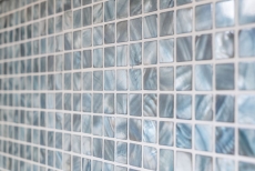 Mother-of-pearl mosaic shell mosaic blue gray tile backsplash kitchen wallMOS150-SM2582