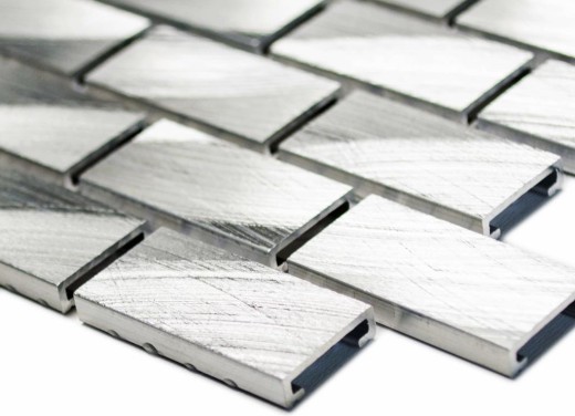 Mosaic tile aluminum silver brick tile backsplash kitchen wall MOS48-0204