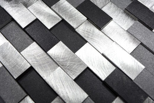 Mosaic tile aluminum brick 3D silver black tile mirror MOS49-0208