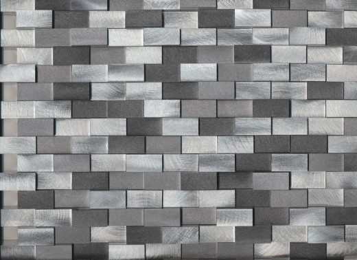 Mosaic tile aluminum brick 3D silver black tile mirror MOS49-0208