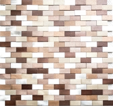 Mosaic tile aluminum brick 3D silver copper tile mirror MOS49-0207