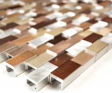 Mosaic tile aluminum brick 3D silver copper tile mirror MOS49-0207