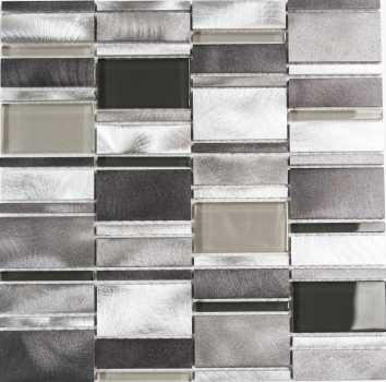 Hand sample mosaic tile aluminum translucent combination aluminum glass mosaic Crystal clear grey MOS49-0204_m