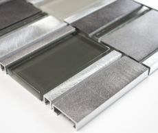Mosaic tile aluminum combination glass mosaic clear grey kitchen splashback MOS49-0204