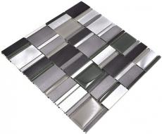 Mosaic tile aluminum combination glass mosaic clear grey kitchen splashback MOS49-0204