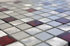 Hand sample mosaic tile aluminum translucent aluminum glass mosaic Crystal silver red MOS49-O301F_m
