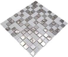 Mosaic tiles stainless steel glass mosaic steel white silver mosaic tile MOS129-0104