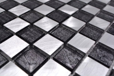 Mosaic tile aluminum glass mosaic checkerboard black anthracite silver MOS49-0302_8mm
