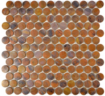 Hand-patterned mosaic tile copper copper button brown kitchen MOS49-1506_m