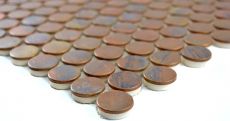 Hand-patterned mosaic tile copper copper button brown kitchen MOS49-1506_m