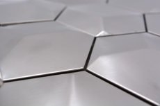 Stainless steel mosaic tile silver hexagon 3D brushed matt tile backsplash kitchen wall