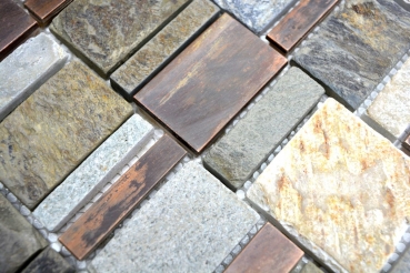 Hand pattern mosaic tile copper gray rust copper rectangle stone tile backsplash kitchen MOS47-585_m