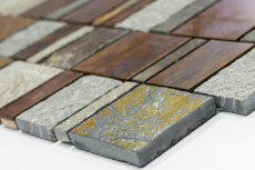 Hand pattern mosaic tile copper gray rust copper rectangle stone tile backsplash kitchen MOS47-585_m