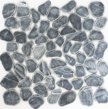 Hand sample mosaic tile river pebble stone pebble cut black MOS30-0302_m