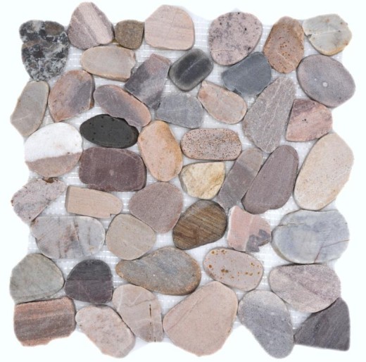 Tile river pebble stone pebble cut beige gray red green cream sand shower tray tile backsplash kitchen - MOS30-0204
