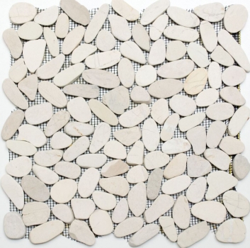 River pebble stone pebble cut cream light beige tile backsplash shower tray wall kitchen bathroom - MOS30-IN14