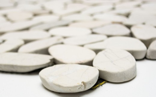 River pebble stone pebble cut cream light beige tile backsplash shower tray wall kitchen bathroom - MOS30-IN14