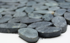 River pebble stone pebble cut black dark gray anthracite shower tray tile backsplash kitchen - MOS30-IN24