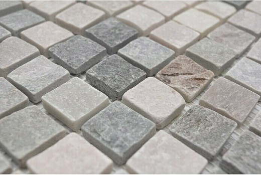 Quartzite natural stone mosaic tile beige gray wall floor shower kitchen splashback shower wall - MOS36-0206