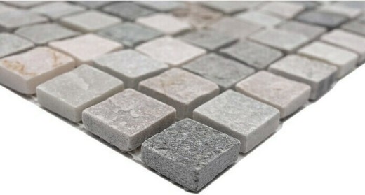 Quartzite natural stone mosaic tile beige gray wall floor shower kitchen splashback shower wall - MOS36-0206