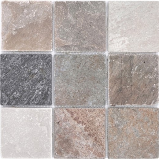 Quartzite natural stone mosaic tile beige gray wall floor shower kitchen splashback tile backsplash bathroom - MOS36-0210