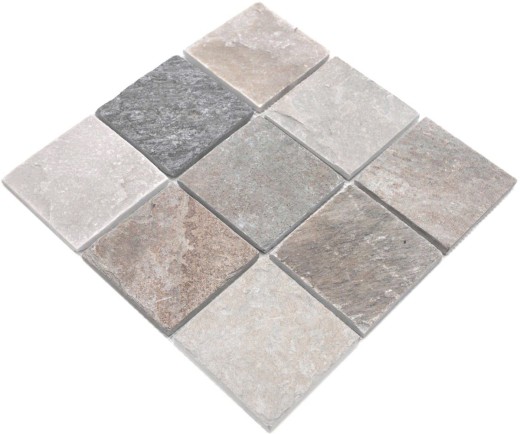 Quartzite natural stone mosaic tile beige gray wall floor shower kitchen splashback tile backsplash bathroom - MOS36-0210