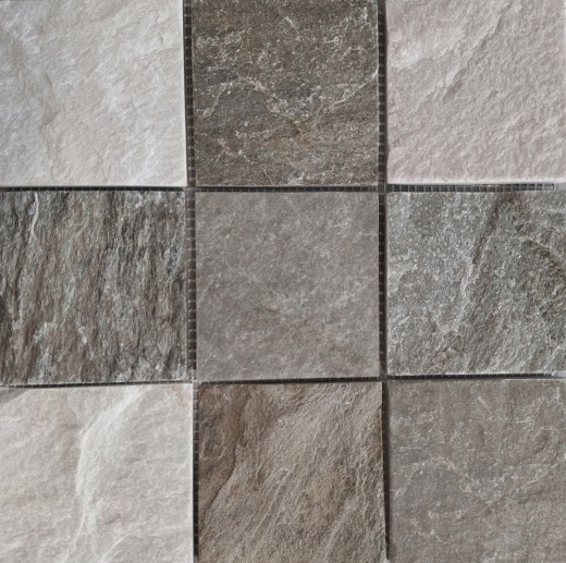 Quartzite natural stone mosaic tile beige gray wall floor shower kitchen splashback tile backsplash bathroom - MOS36-0210