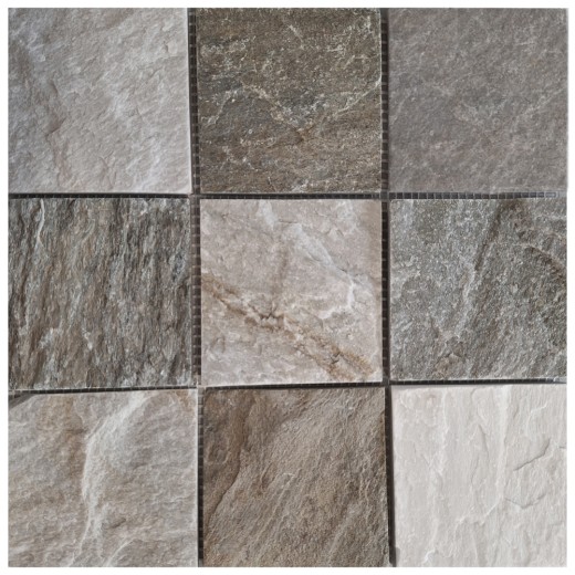 Quartzite natural stone mosaic tile beige gray wall floor shower kitchen splashback tile backsplash bathroom - MOS36-0210