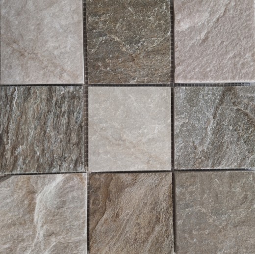 Quartzite natural stone mosaic tile beige gray wall floor shower kitchen splashback tile backsplash bathroom - MOS36-0210