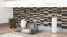 Marble mosaic tile natural stone rectangular strip carving gold black bathroom - MOS40-STN79