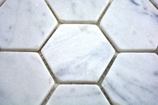Hand sample mosaic tile marble natural stone hexagon marble white Carrara look MOS44-0103_m