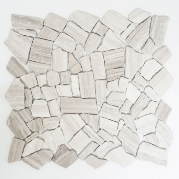 Hand-patterned mosaic tile marble natural stone quarry ciot gray stripes MOS44-0202_m