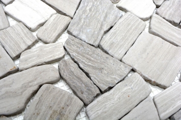 Hand-patterned mosaic tile marble natural stone quarry ciot gray stripes MOS44-0202_m