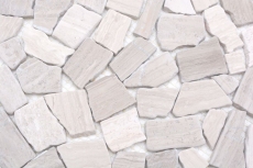Mosaic quarry marble natural stone polygonal gray stripes light gray silver tile backsplash wall cladding kitchen - MOS44-0202