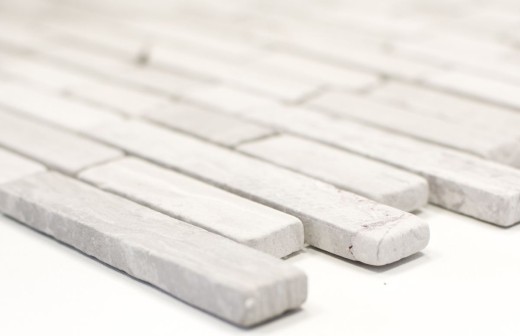Mosaic marble natural stone brick composite rods light gray stripes splashback wall cladding - MOS40-MOSBrick2012