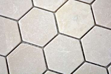 Hand-painted mosaic tile marble natural stone beige hexagon marble Botticino Anticato MOS42-1212_m