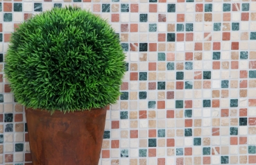 Hand-painted mosaic tile marble natural stone cream beige red green random MOS38-1204_m