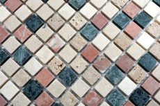 Hand-painted mosaic tile marble natural stone cream beige red green random MOS38-1204_m