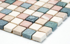 Hand-painted mosaic tile marble natural stone cream beige red green random MOS38-1204_m