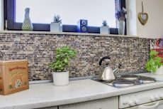 Mosaic marble natural stone brick composite rods Impala dark brown flamed wall cladding kitchen bathroom - MOS40-1304