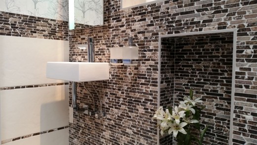 Mosaic marble natural stone brick composite rods Impala dark brown flamed wall cladding kitchen bathroom - MOS40-1304