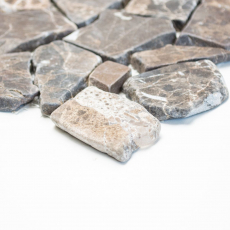 Mosaic quarry marble natural stone polygonal Impala dark brown flamed wall cladding splashback - MOS44-1306