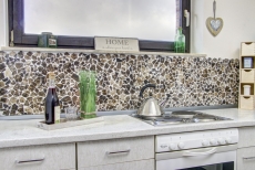 Mosaic quarry marble natural stone polygonal Impala dark brown flamed wall cladding splashback - MOS44-1306