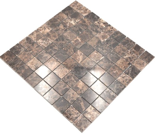 Marble mosaic tile natural stone dark brown mix polished glossy backsplash kitchen - MOS42-1306