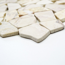 Hand-patterned mosaic tile marble natural stone quarry Ciot golden cream polished texture MOS44-30-2807_m