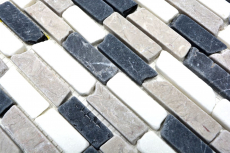 Mosaic tile marble natural stone beige gray black Brick Botticino Nero MOS40-0204_f